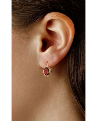 Gemstone Faceted Oval Lever Back Earrings in 14K Yellow Gold