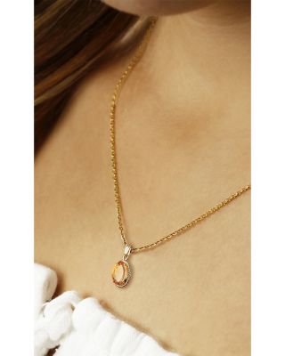 Gemstone Faceted Oval Pendant Necklace in 14K Yellow Gold, 18"