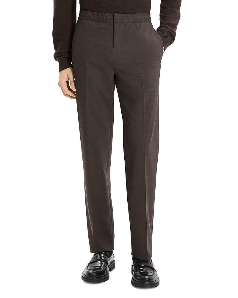 Theory Curtis Drawstring Pant In Motion Wool In Brown