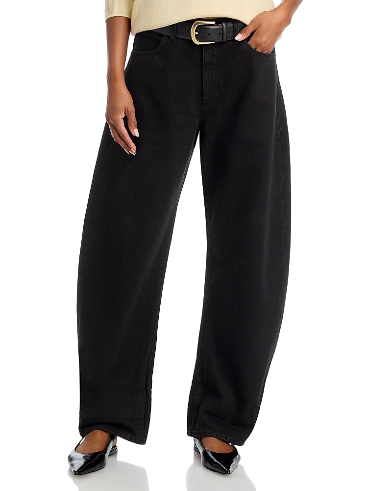 Frame The Bubble High Rise Barrel Leg Jeans In Black In Black
