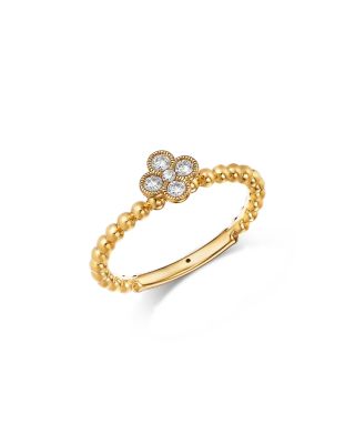 Diamond Clover Ring in 14K Yellow Gold, 0.16 tcw