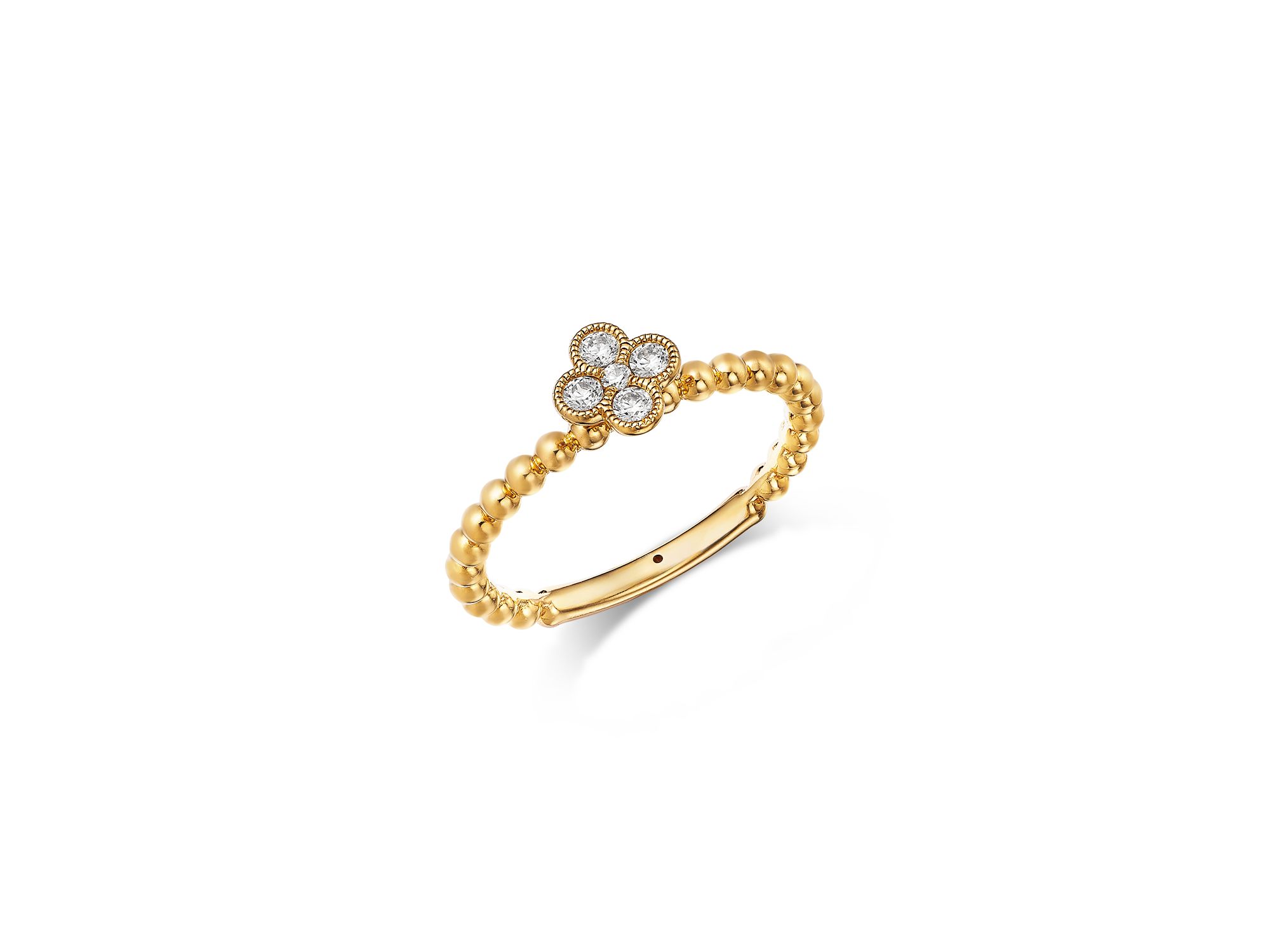 Diamond Clover Ring in 14K Yellow , 0.16 tcw - Image 1
