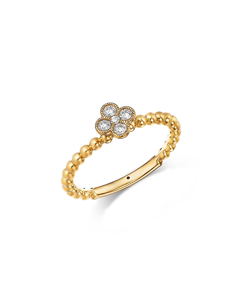 Bloomingdale's Fine Collection Diamond Clover Ring in 14K Yellow Gold, 0.16 tcw