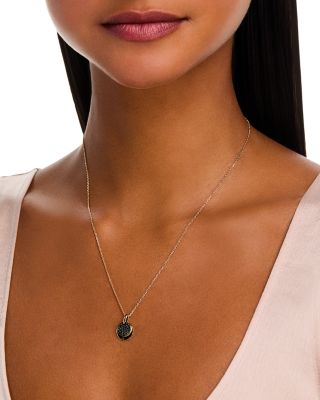 Black Diamond Circle Pendant Necklace in 14K Yellow Gold, 0.25 tcw