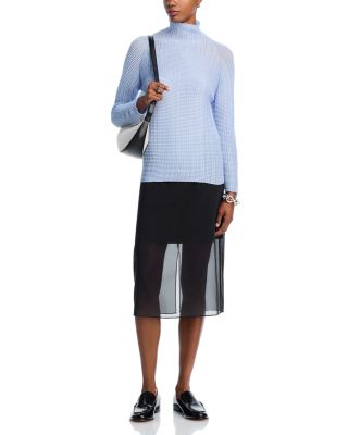 Wooly Pleats Mock Neck Top