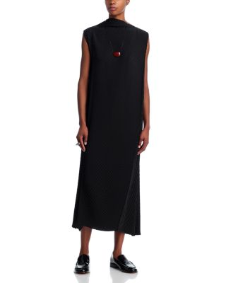 ISSEY MIYAKE Black Soft Fold Pleats Midi Dress | Smart Closet