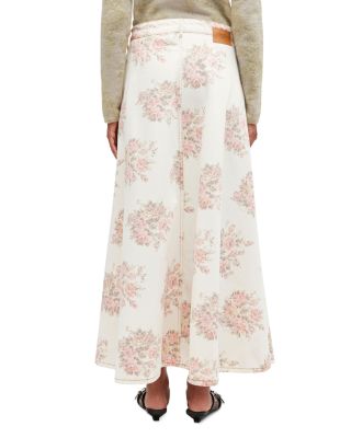 Floral Denim Maxi Skirt
