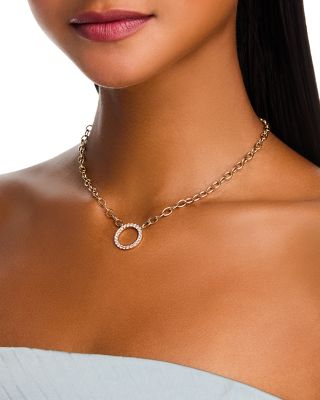 Diamond Circle Pendant Necklace in 14K Yellow Gold, 1.0 tcw