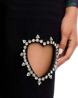 Crystal Heart High Rise Straight Leg Jeans in Black