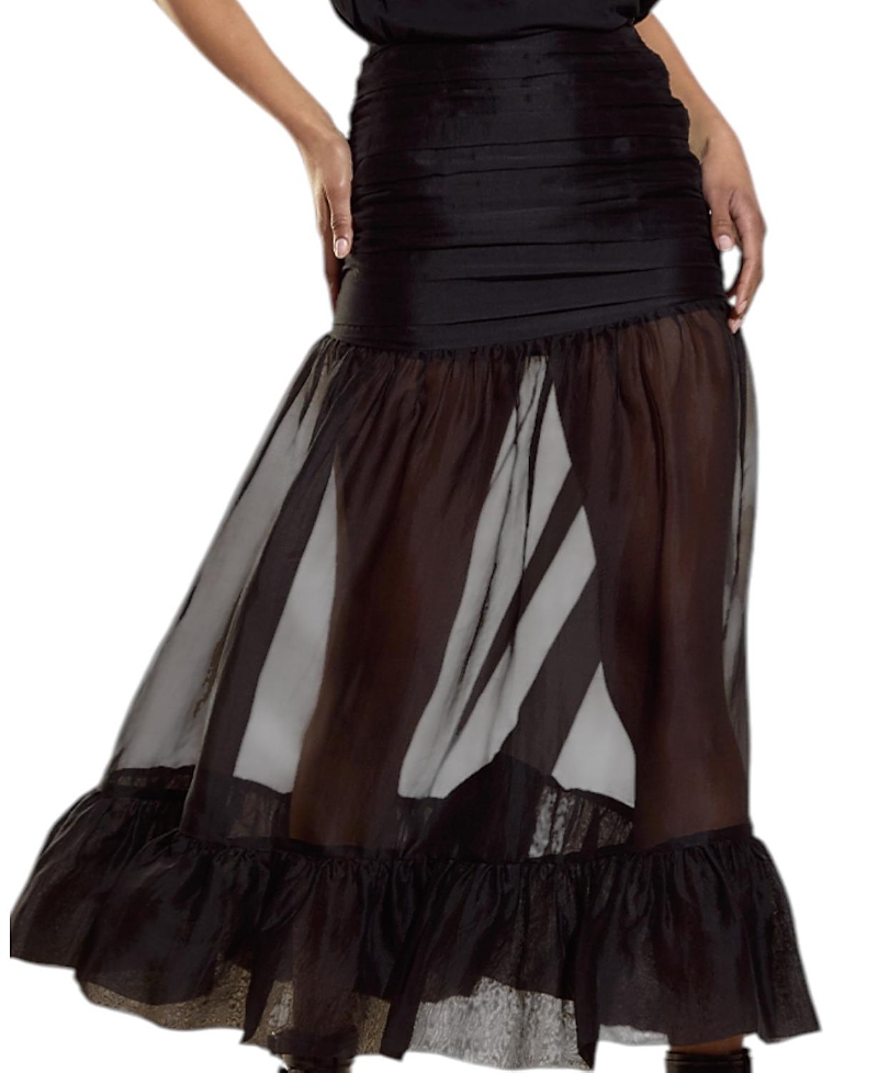 Cynthia Rowley Serafina Silk Skirt In Black