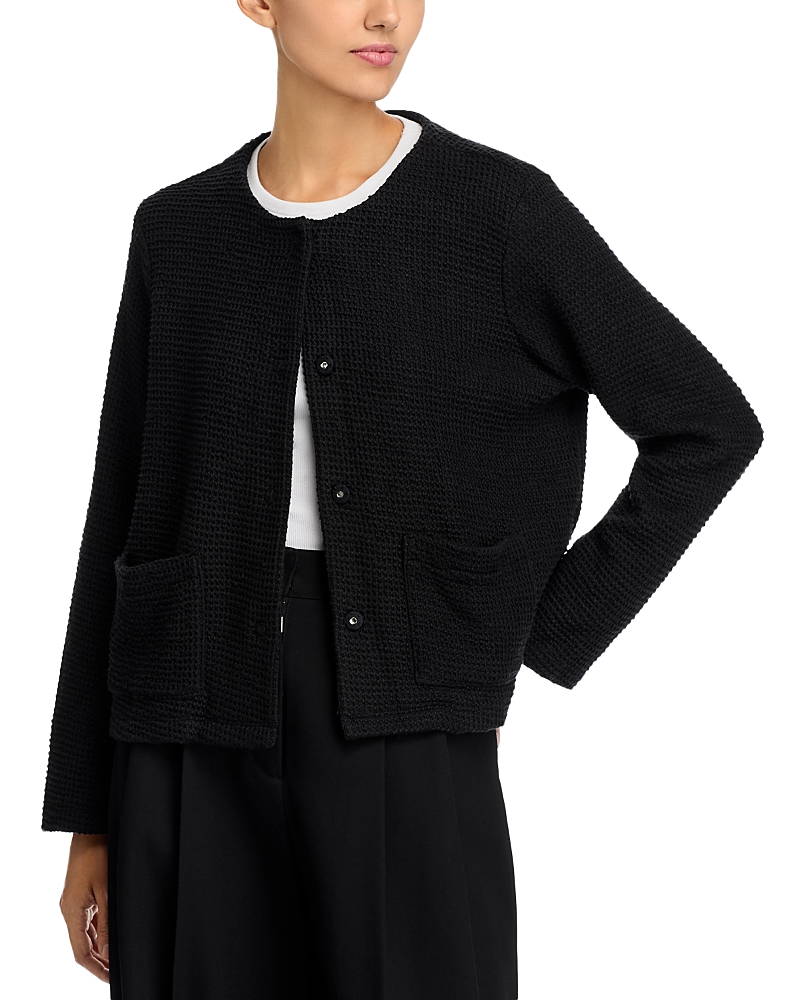 Eileen Fisher Textured Organic Cotton Jacket In Black