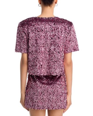 Sequin Tee & Crystal Detail Mini Skirt