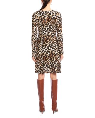 Long Sleeve V Neck Fit &amp; Flare Dress