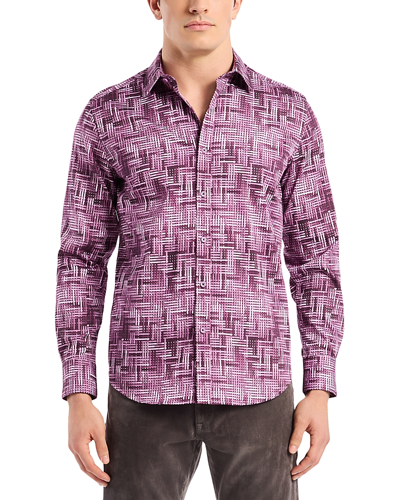 Robert Graham Berkley Long Sleeve Stretch Cotton Button-up Shirt In Purple