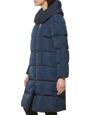 Taffeta Down Zip Front Coat