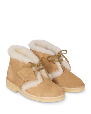 Sandro x Clarks Women's Originals Shearling Trim Suede Booties