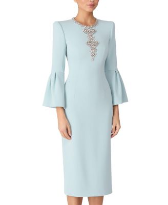 Margoni Bell-sleeve embellished midi dress
