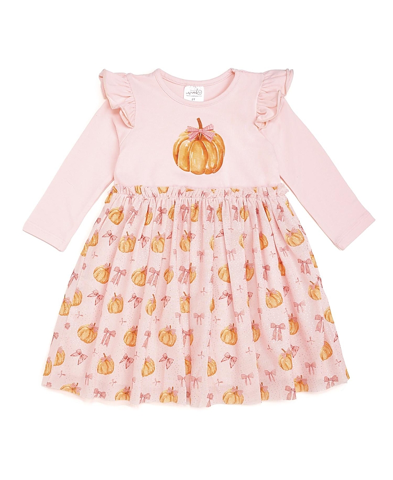 Sweet Wink Girls' Coquette Pumpkin Long Sleeve Tutu Dress - Little Kid, Big Kid In Multi