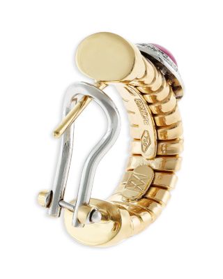 18K Yellow Gold Via Giardino Ruby & Diamond Tubogas Huggie Hoop Earrings