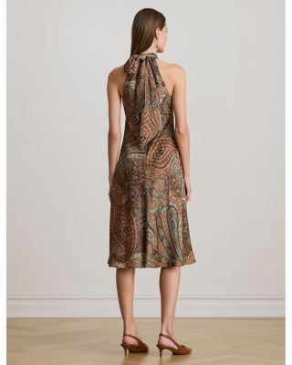 Paisley Charmeuse Halter Cocktail Dress