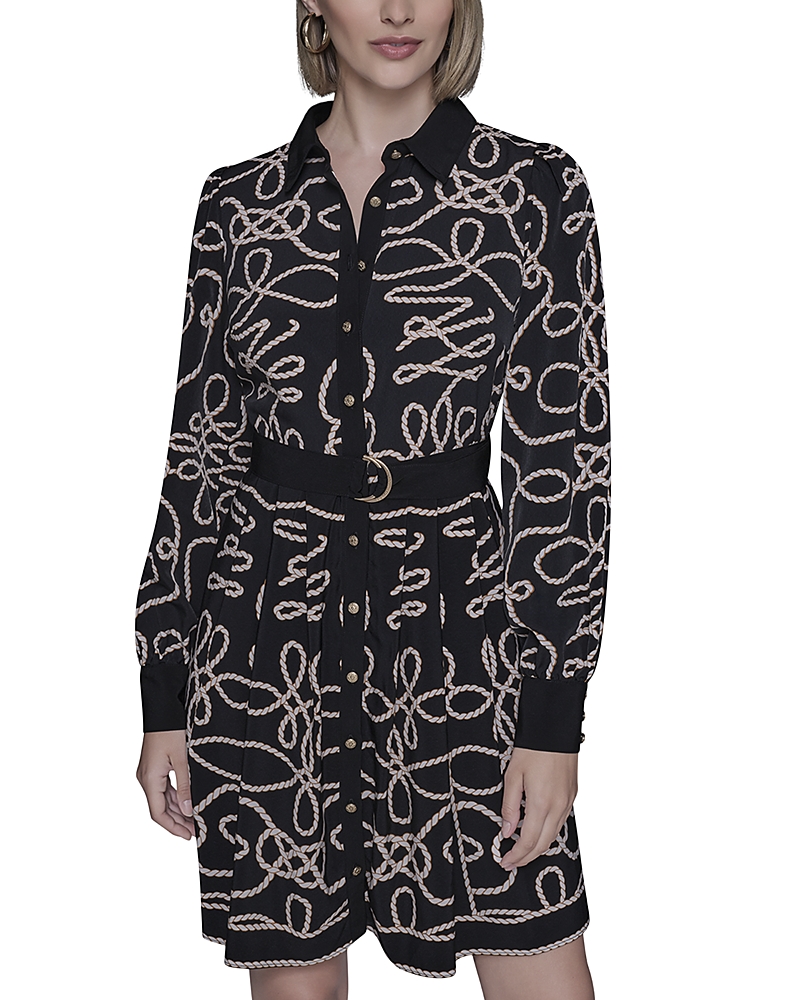 Karl Lagerfeld Rope Print Dress In Multi