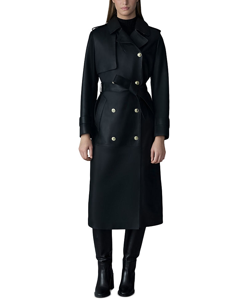 Mackage Leather Maxi Coat In Multi