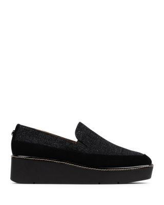 Women&#39;s Wallis Embossed Suede Wedge Loafers 