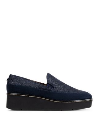 Women's Wallis Embossed Suede Wedge Loafers 