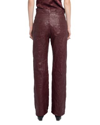 Evy Crinkled Leather Flared Pants