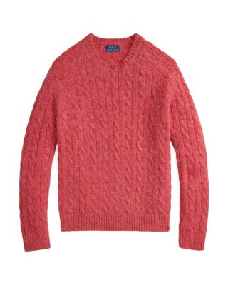 Suede-Patch Cable-Knit Sweater