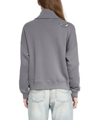 Milly Embellished Zip Sweatshirt