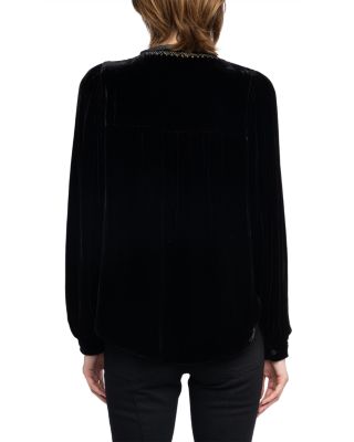 Tigy Embroidered Velvet Top