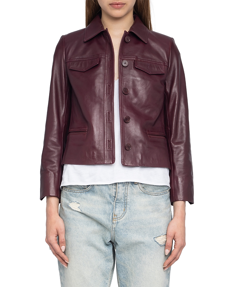 Zadig & Voltaire Liam Leather Jacket In Burgundy