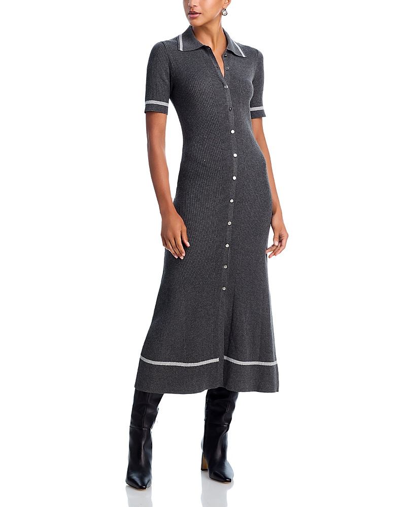 Rag & Bone Kassy Tipped Polo Midi Dress In Gray