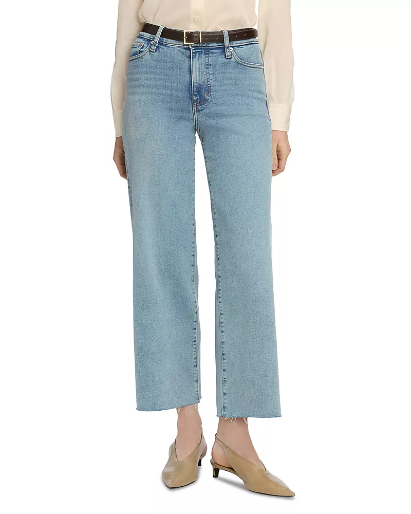 Frame Le Slim High Rise Ankle Crop Palazzo Jeans in Spring Raw After
