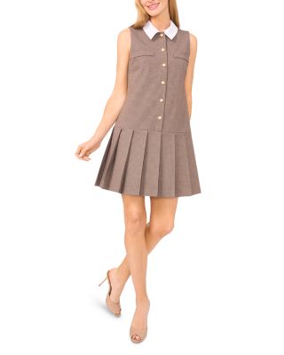 Houndstooth Print Pleated Skirt Dress