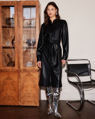 Jennifer Faux Leather Shirtdress