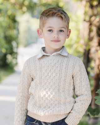Boys' Organic Long Sleeve Fisherman Cable Pullover Sweater - Little Kid, Big Kid