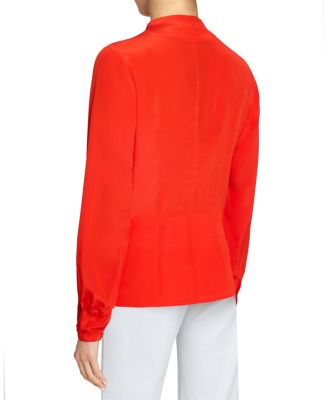  Winnie Long Sleeve Buttoned Blouse in Silk Crepe de Chine
