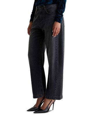 Hattie High Rise Crystal Embellished Barrel Jeans in Star Light