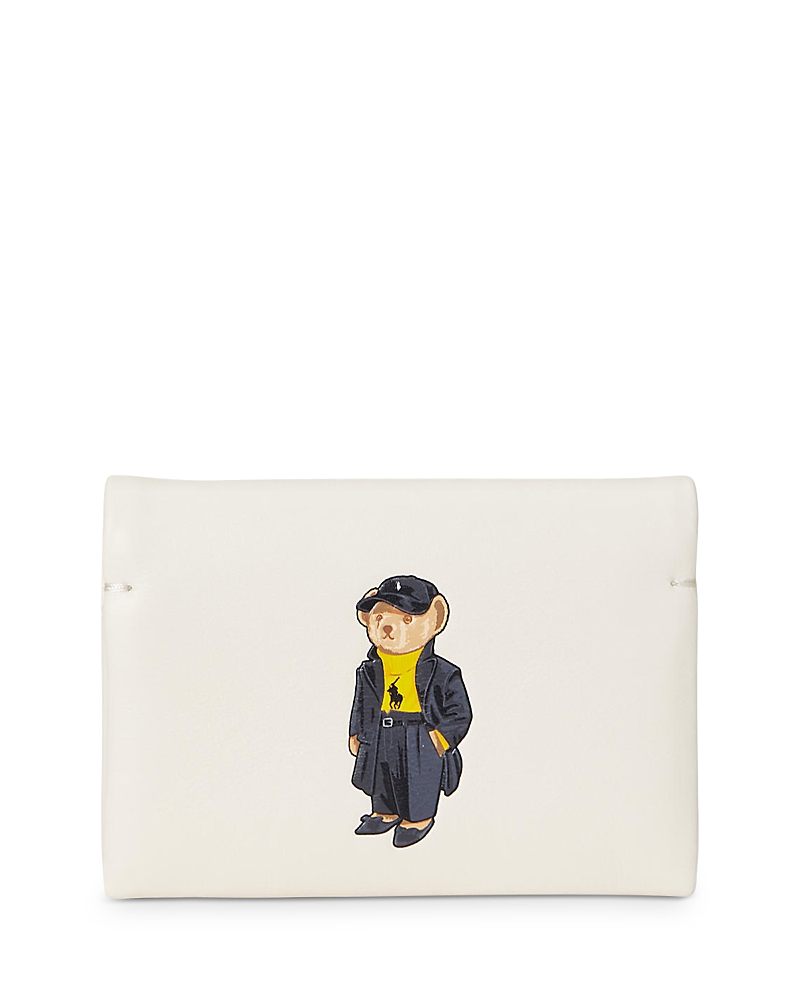 Polo Ralph Lauren Polo Bear Leather Flapped Card Case In White