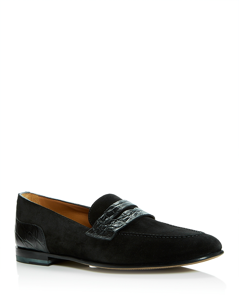 Dolce & Gabbana Men's Suede And Alligator Penny Loafers In Black