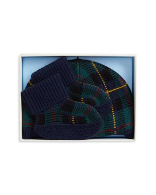 Boys' Plaid Wool Earflap Hat & Bootie Set - Baby