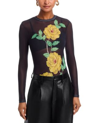 Placed Floral Mesh Top - Exclusive