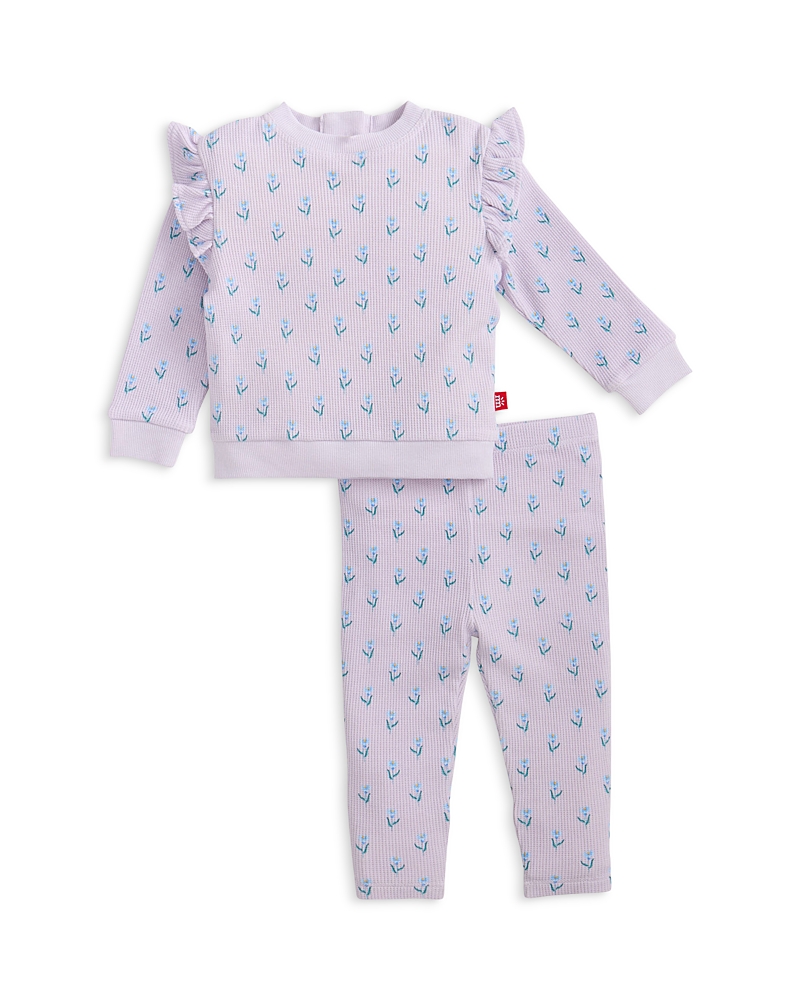 Magnetic Me Girls' Floral Print Waffled Top & Legging Set - Baby, Little Kid In Purple