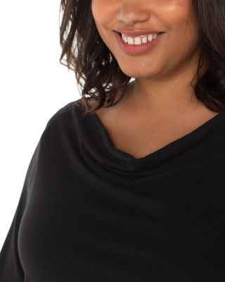 Three Quarter Sleeve Drape Neck Knit Top