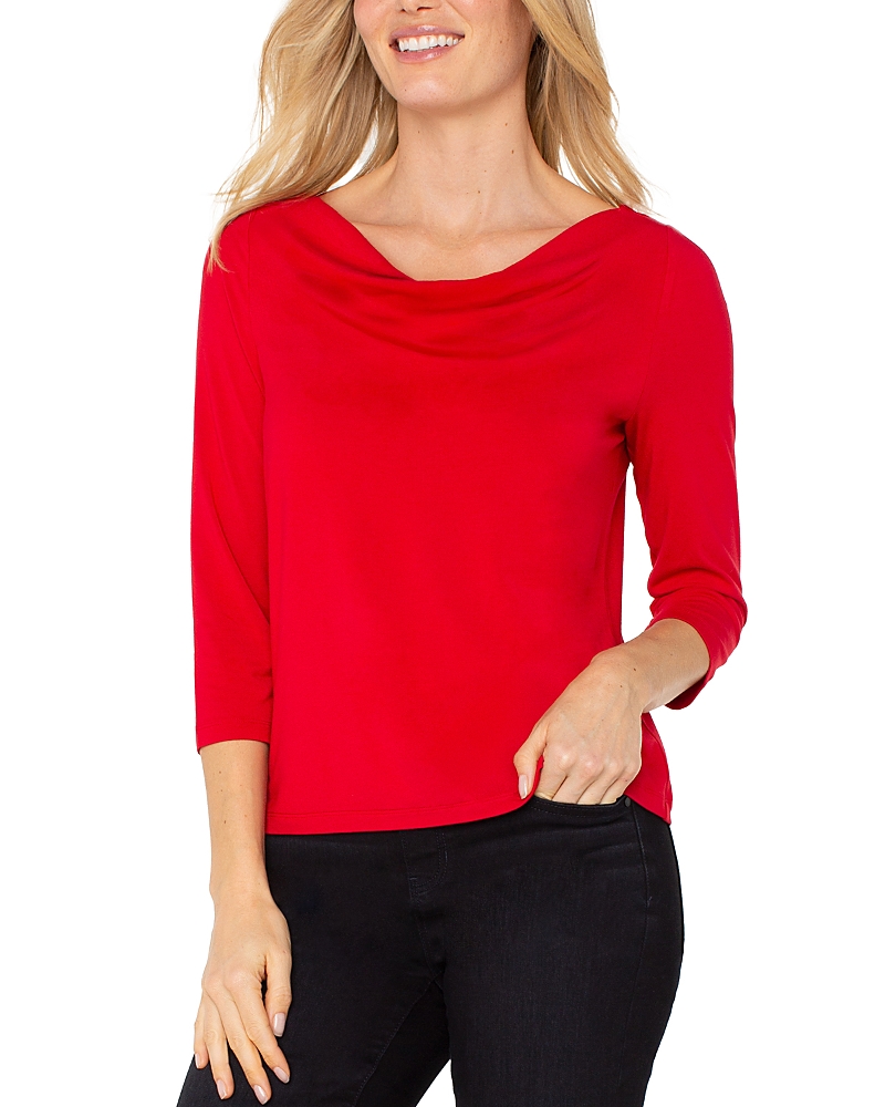 Liverpool Los Angeles Cowl Neck Jersey Top In Red