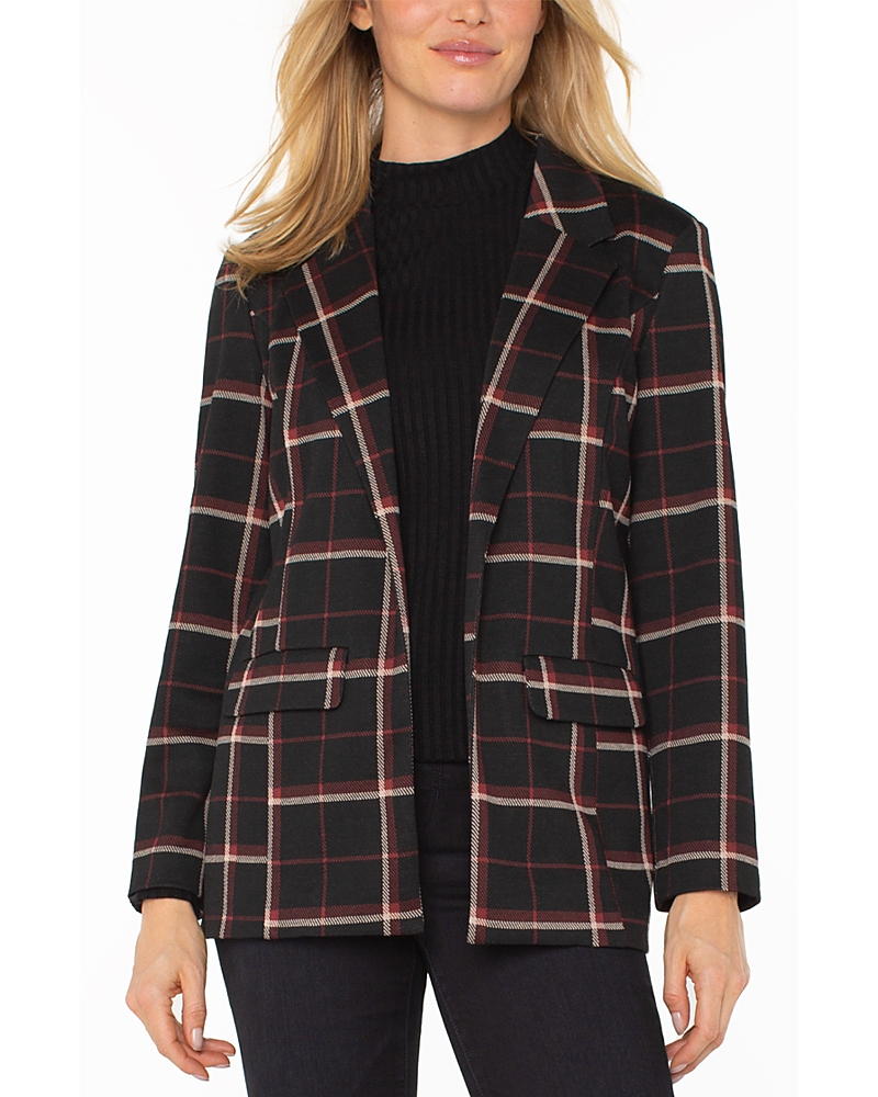 Liverpool Los Angeles Plaid Boyfriend Blazer In Black