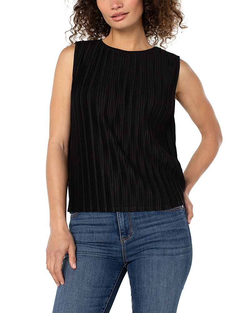 Liverpool Los Angeles Plisse Sleeveless Top In Black