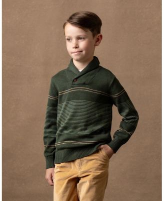 Boys' Organic Long Sleeve Striped Shawl Collar Sweater - Baby, Little Kid, Big Kid